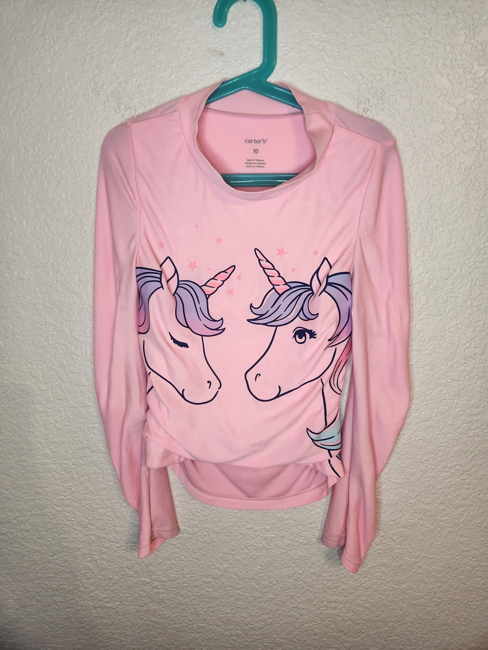 Carter's Pink Unicorn Long Sleeve Kids rash guard size 10